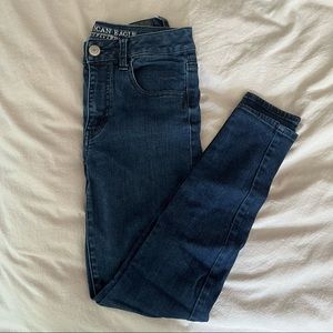 high rise dark wash jegging